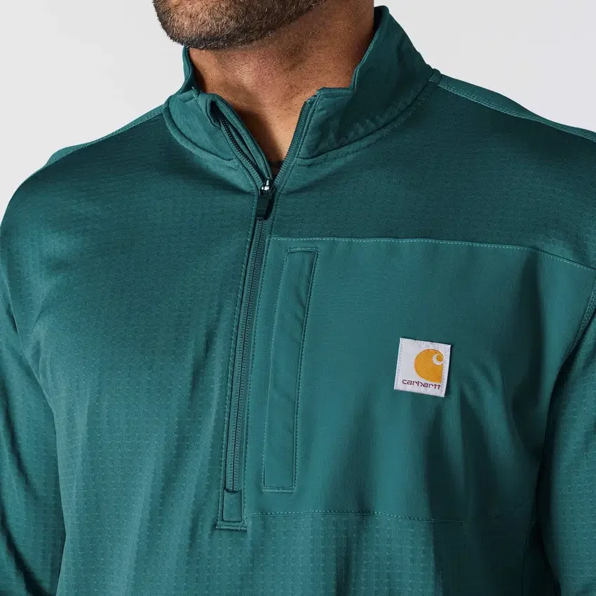 Camisola masculina Force com meio fecho, forrada a velo e com tecnologia de absorção de humidade