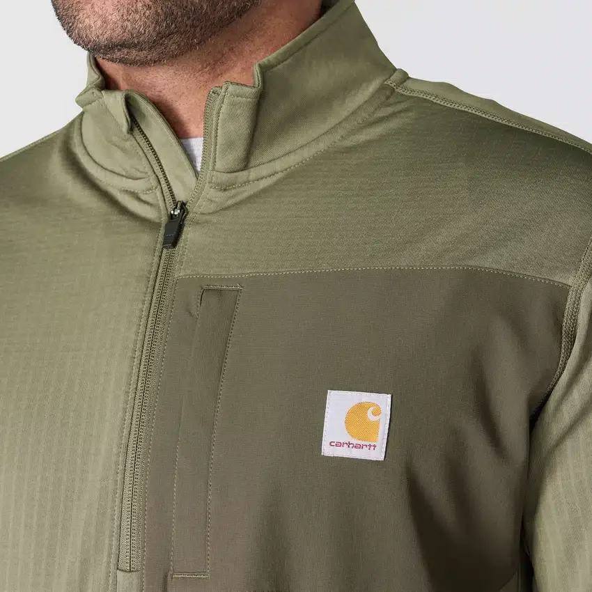 Camisola masculina Force com meio fecho, forrada a velo e com tecnologia de absorção de humidade