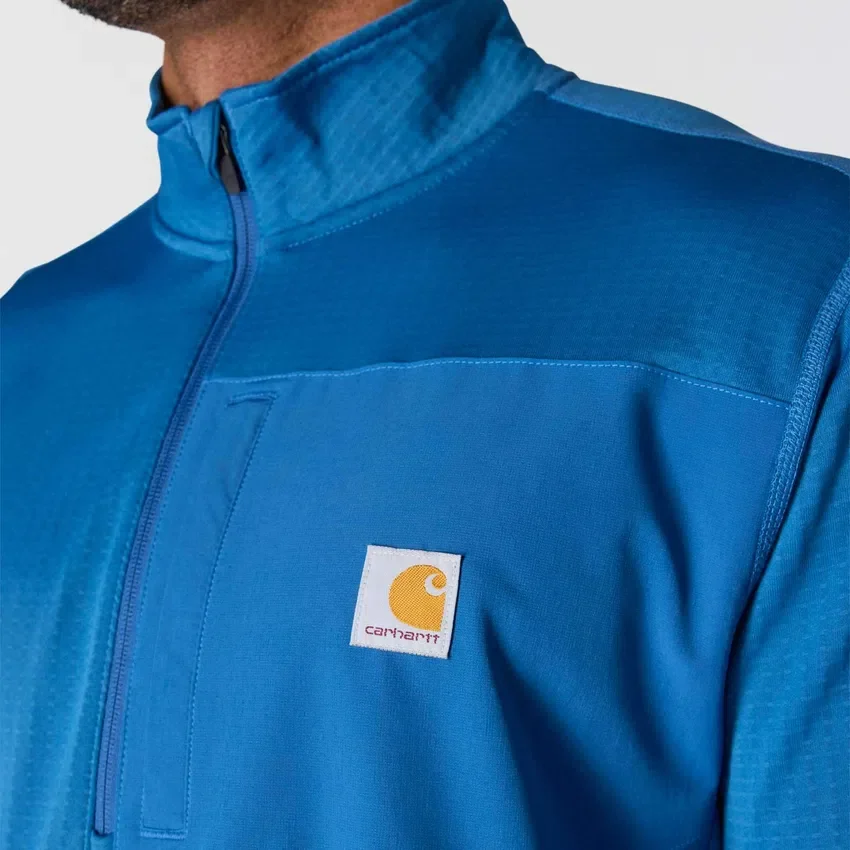 Camisola masculina Force com meio fecho, forrada a velo e com tecnologia de absorção de humidade