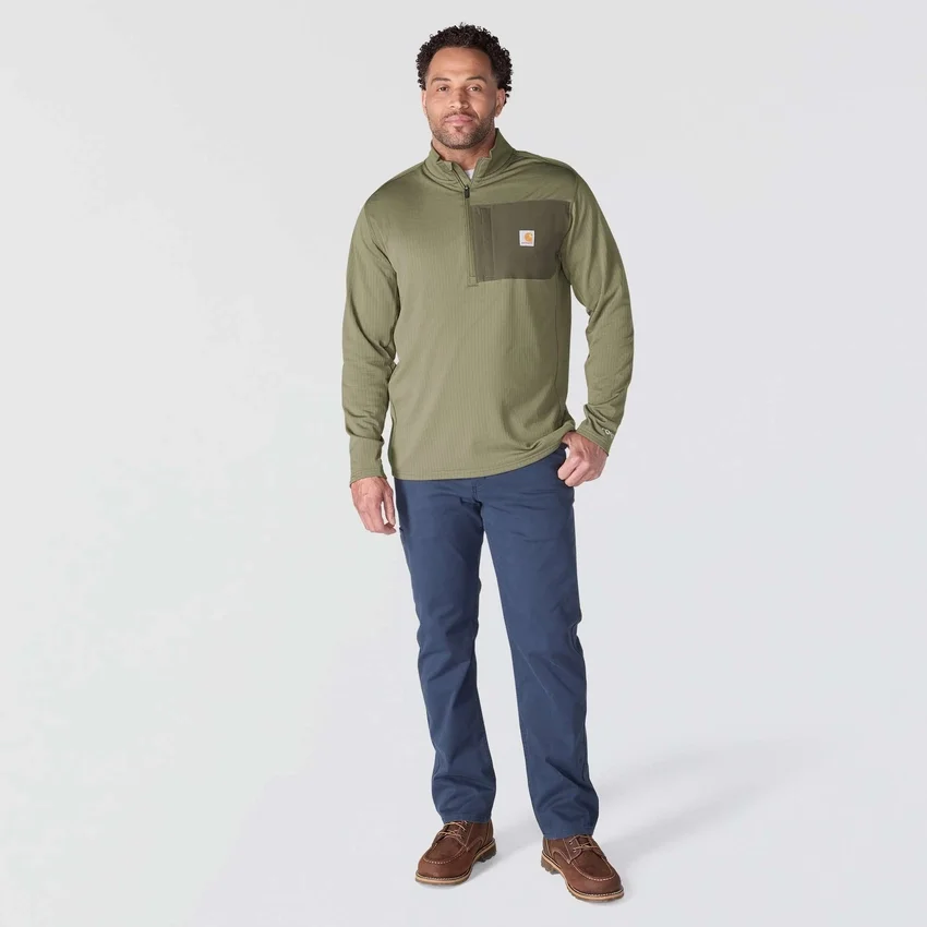 Camisola masculina Force com meio fecho, forrada a velo e com tecnologia de absorção de humidade