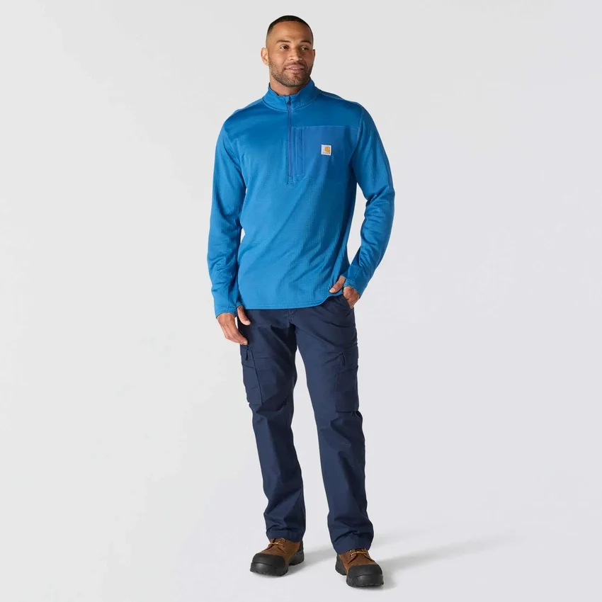 Camisola masculina Force com meio fecho, forrada a velo e com tecnologia de absorção de humidade