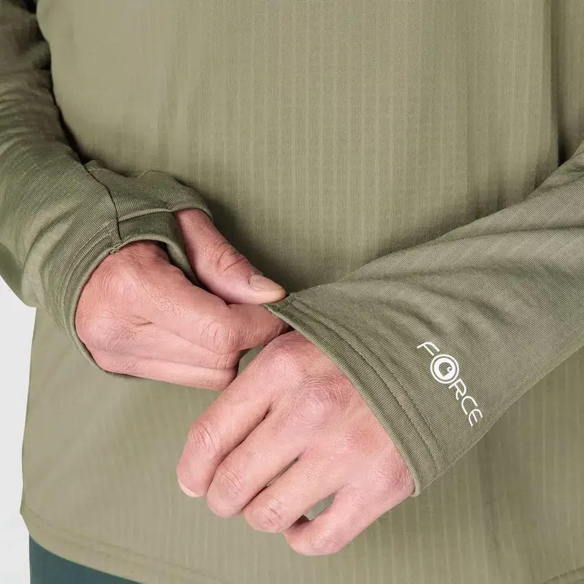 Camisola masculina Force com meio fecho, forrada a velo e com tecnologia de absorção de humidade