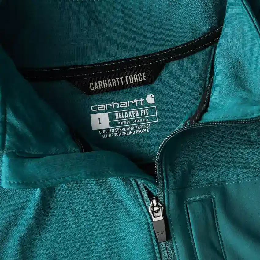 Camisola masculina Force com meio fecho, forrada a velo e com tecnologia de absorção de humidade