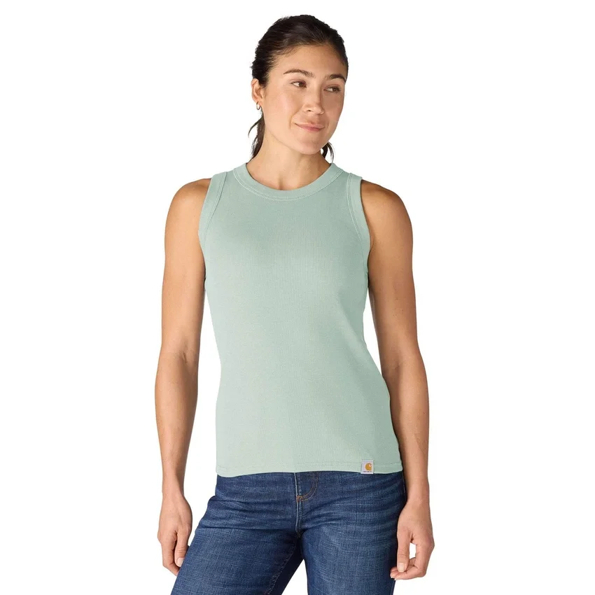 Camisola sem mangas feminina leve e respirável em Tencel com canelado