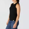 Camisola sem mangas feminina leve e respirável em Tencel com canelado