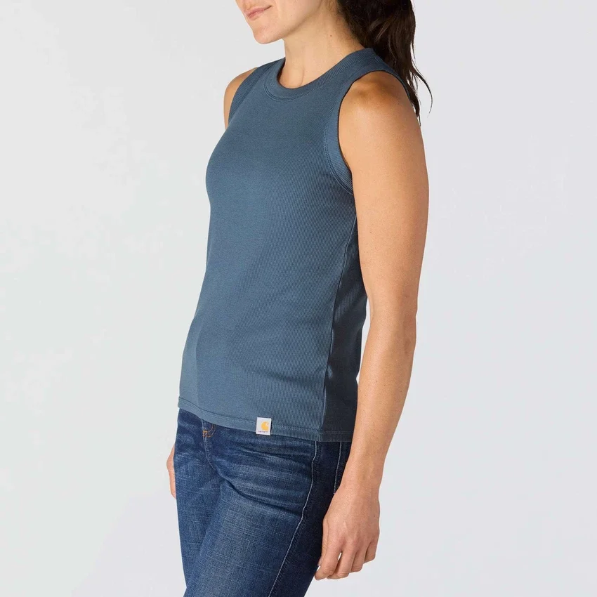 Camisola sem mangas feminina leve e respirável em Tencel com canelado