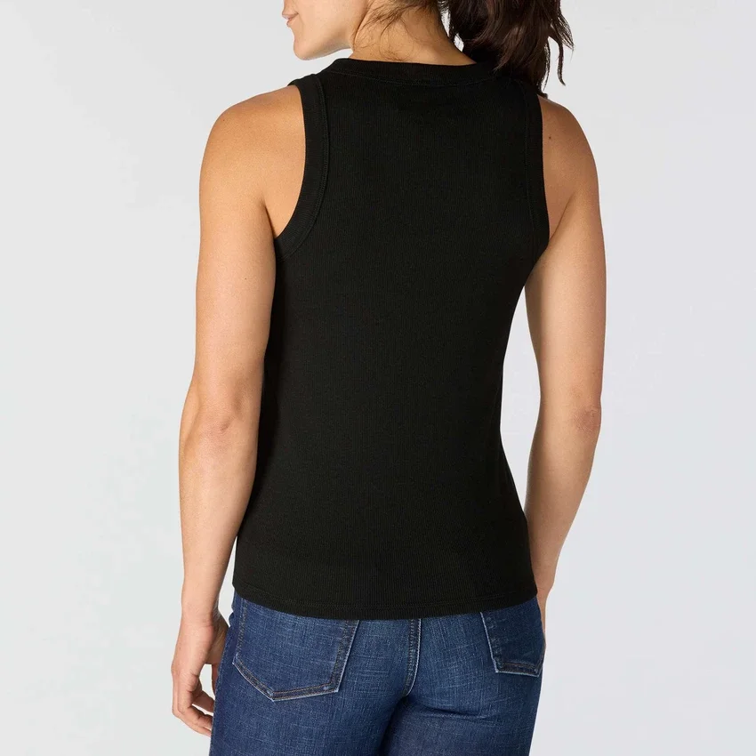 Camisola sem mangas feminina leve e respirável em Tencel com canelado