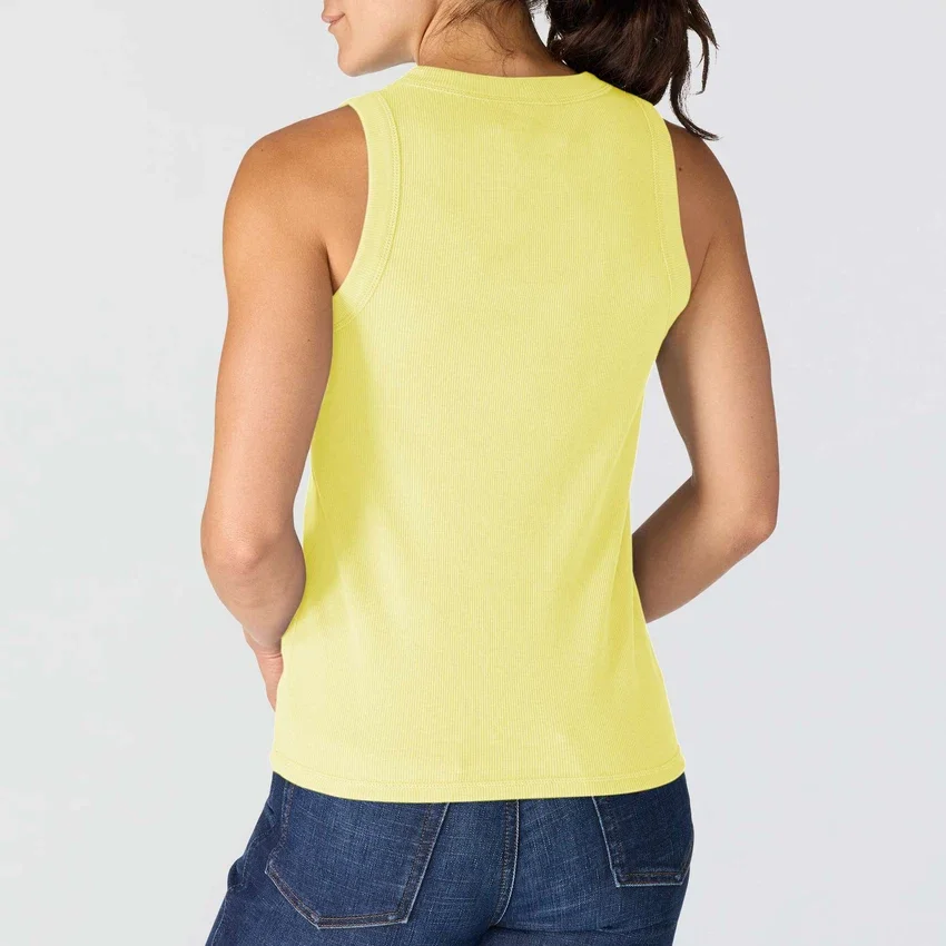 Camisola sem mangas feminina leve e respirável em Tencel com canelado