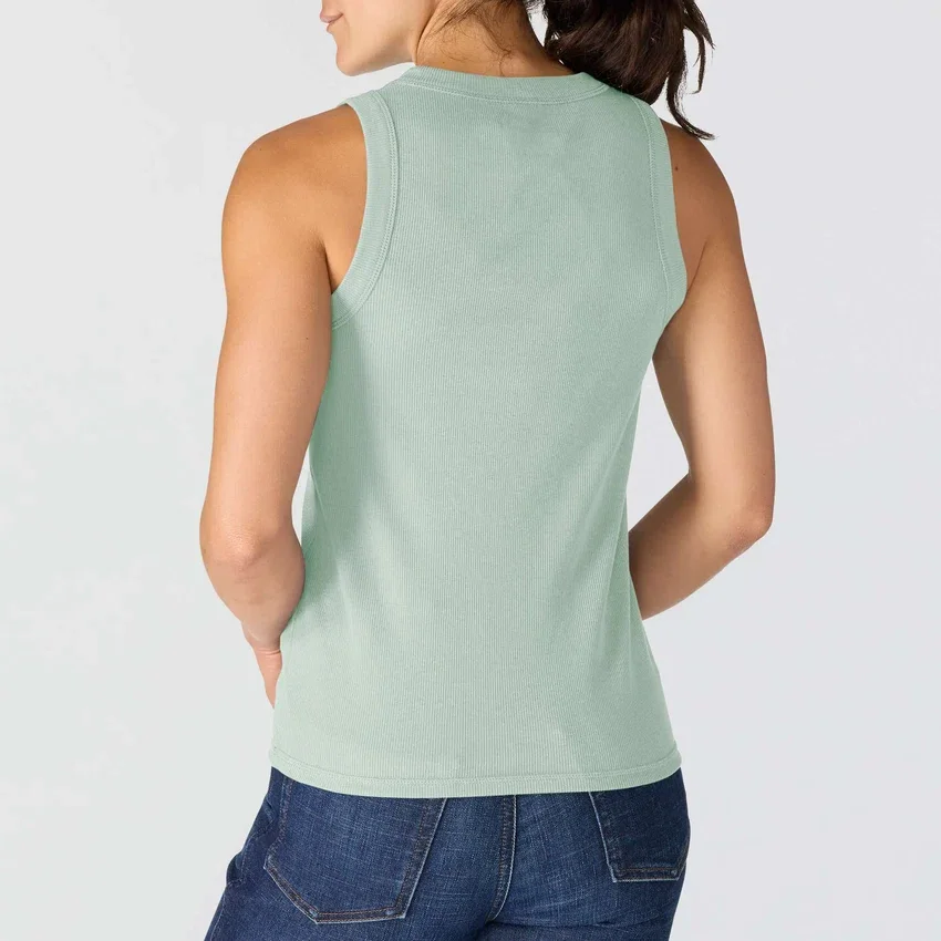 Camisola sem mangas feminina leve e respirável em Tencel com canelado