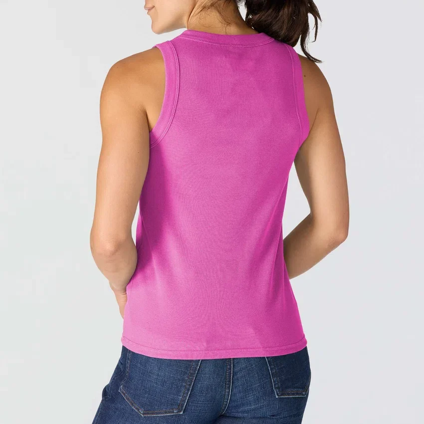 Camisola sem mangas feminina leve e respirável em Tencel com canelado