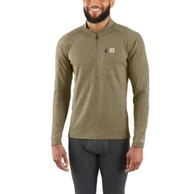 Camisola térmica masculina de camada base com fecho de correr de um quarto - carhartt Force® - Peso médio - Poliéster-lã