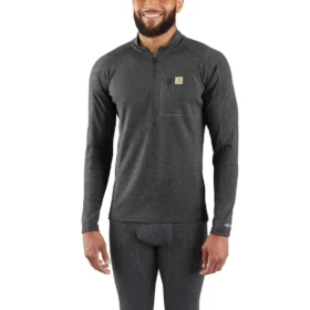 Camisola térmica masculina de camada base com fecho de correr de um quarto - carhartt Force® - Peso médio - Poliéster-lã