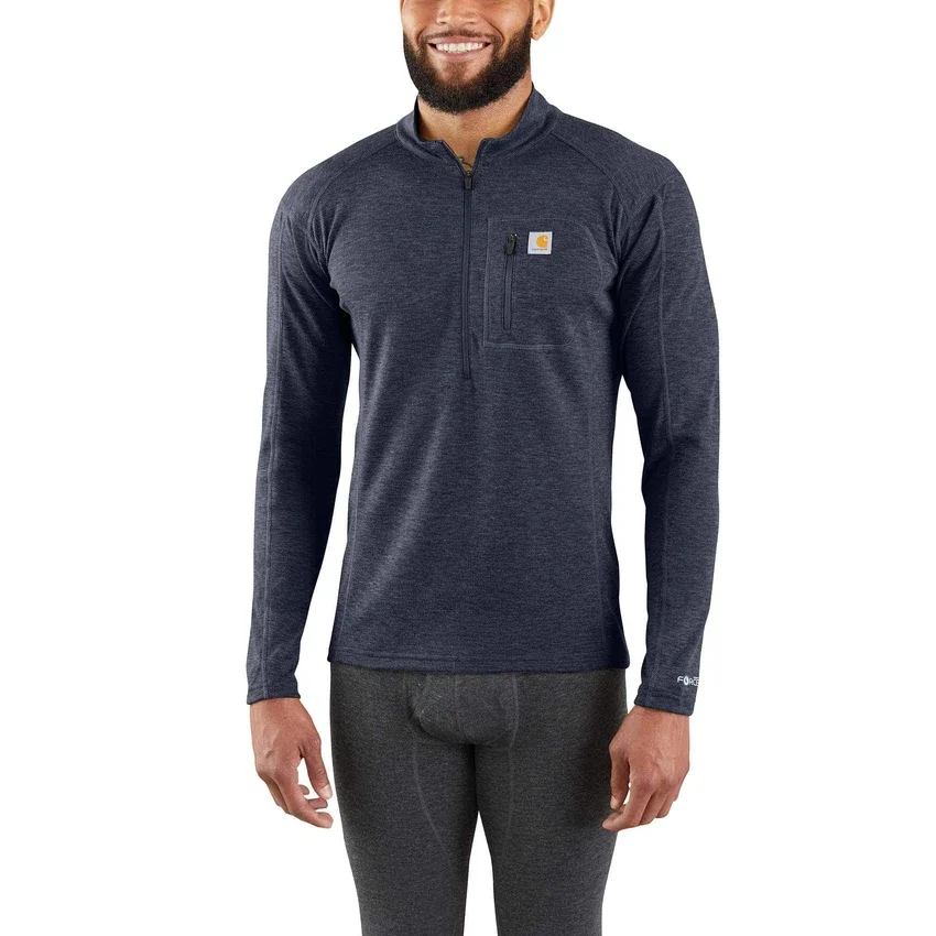 Camisola térmica masculina de camada base com fecho de correr de um quarto - carhartt Force® - Peso médio - Poliéster-lã