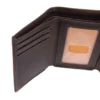 Carteira tripla em couro castanho oleado