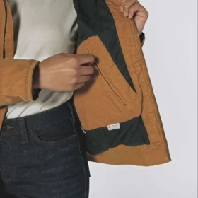Casaco Active Jac feminino, de tecido de algodão lavado, pesado e com isolamento térmico