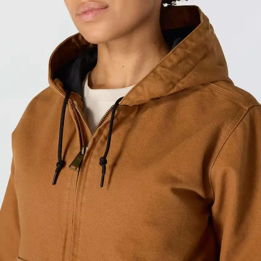 Casaco Active Jac feminino, de tecido de algodão lavado, pesado e com isolamento térmico