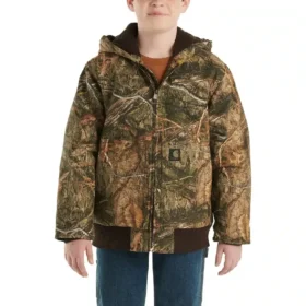 Casaco camuflado com capuz e isolamento térmico em lona com fecho frontal para rapazes (Crianças/Jovens)