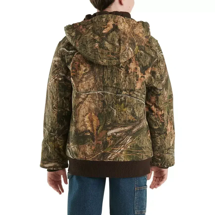 Casaco camuflado com capuz e isolamento térmico em lona com fecho frontal para rapazes (Crianças/Jovens)