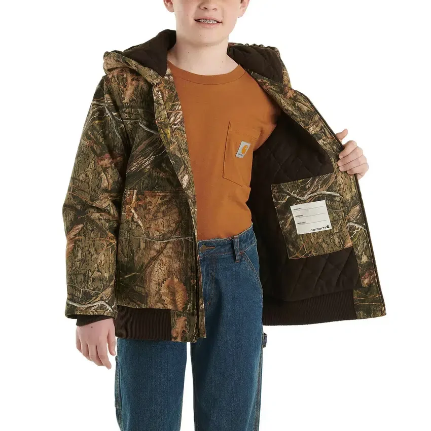 Casaco camuflado com capuz e isolamento térmico em lona com fecho frontal para rapazes (Crianças/Jovens)