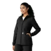 Casaco com capuz de malha polar laminada para mulher
