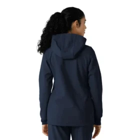 Casaco com capuz de malha polar laminada para mulher