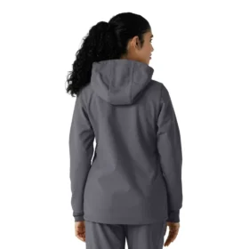 Casaco com capuz de malha polar laminada para mulher