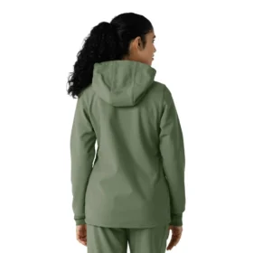 Casaco com capuz de malha polar laminada para mulher