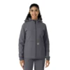 Casaco com capuz de malha polar laminada para mulher