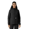 Casaco com capuz de malha polar laminada para mulher
