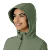 Casaco com capuz de malha polar laminada para mulher
