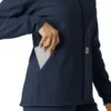 Casaco com capuz de malha polar laminada para mulher