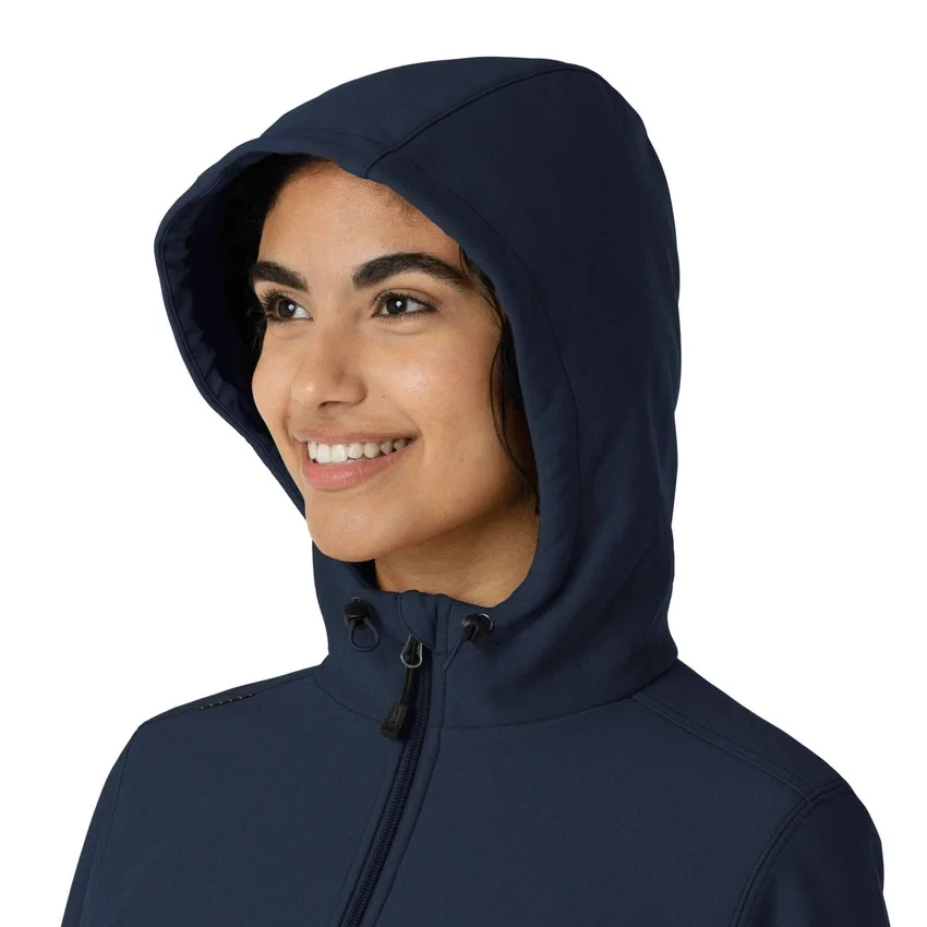 Casaco com capuz de malha polar laminada para mulher