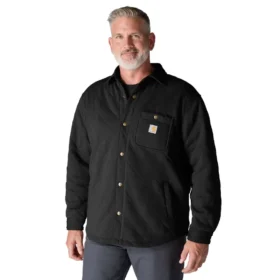 Casaco de camisa acolchoado de corte largo e tecido pesado com fecho de molas Rain Defender®