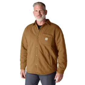 Casaco de camisa acolchoado de corte largo e tecido pesado com fecho de molas Rain Defender®