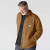 Casaco de camisa acolchoado de corte largo e tecido pesado com fecho de molas Rain Defender®