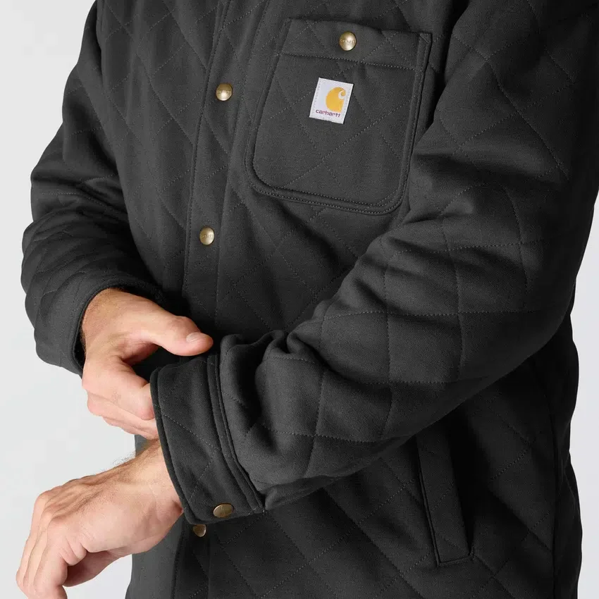 Casaco de camisa acolchoado de corte largo e tecido pesado com fecho de molas Rain Defender®