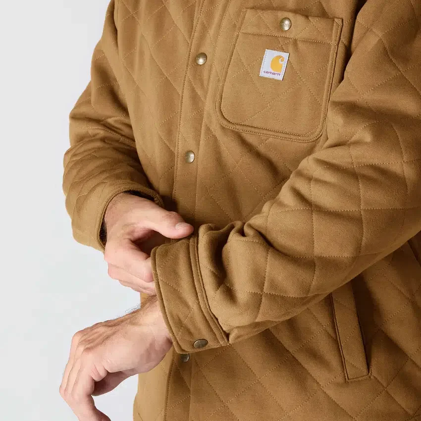 Casaco de camisa acolchoado de corte largo e tecido pesado com fecho de molas Rain Defender®