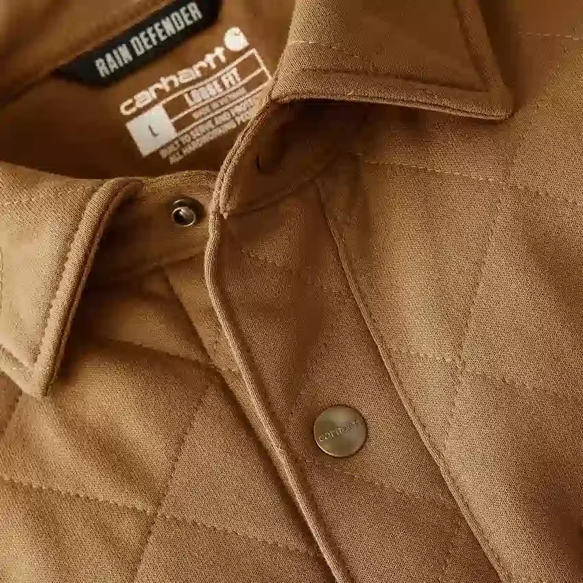 Casaco de camisa acolchoado de corte largo e tecido pesado com fecho de molas Rain Defender®