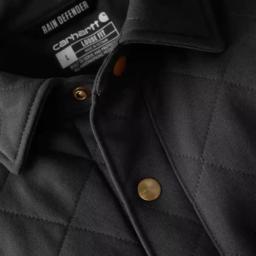 Casaco de camisa acolchoado de corte largo e tecido pesado com fecho de molas Rain Defender®