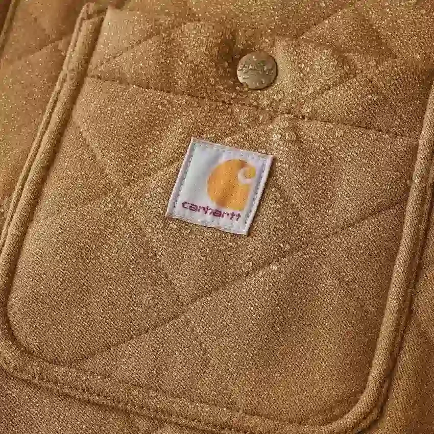 Casaco de camisa acolchoado de corte largo e tecido pesado com fecho de molas Rain Defender®