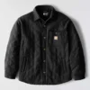 Casaco de camisa acolchoado de corte largo e tecido pesado com fecho de molas Rain Defender®