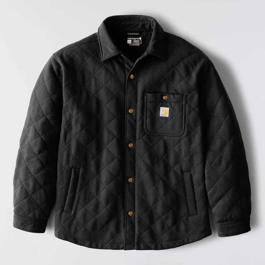 Casaco de camisa acolchoado de corte largo e tecido pesado com fecho de molas Rain Defender®