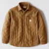 Casaco de camisa acolchoado de corte largo e tecido pesado com fecho de molas Rain Defender®