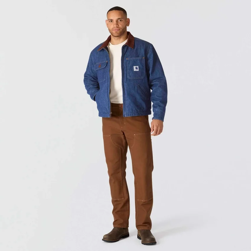 Chore Coat em ganga da série Crafted para homem, com forro em sherpa