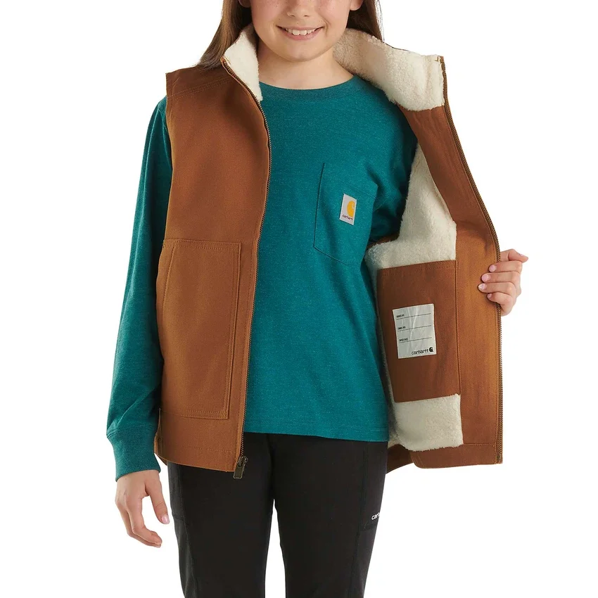Colete de lona com forro de sherpa para meninas (crianças/jovens)