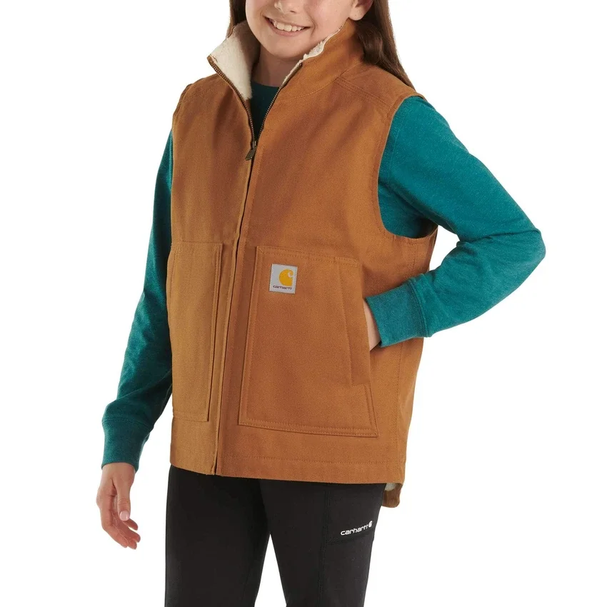 Colete de lona com forro de sherpa para meninas (crianças/jovens)