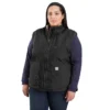 Colete feminino de algodão duck lavado com forro de sherpa e gola alta