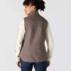 Colete feminino de algodão duck lavado com forro de sherpa e gola alta