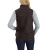 Colete feminino de algodão duck lavado com forro de sherpa e gola alta