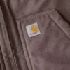 Colete feminino de algodão duck lavado com forro de sherpa e gola alta